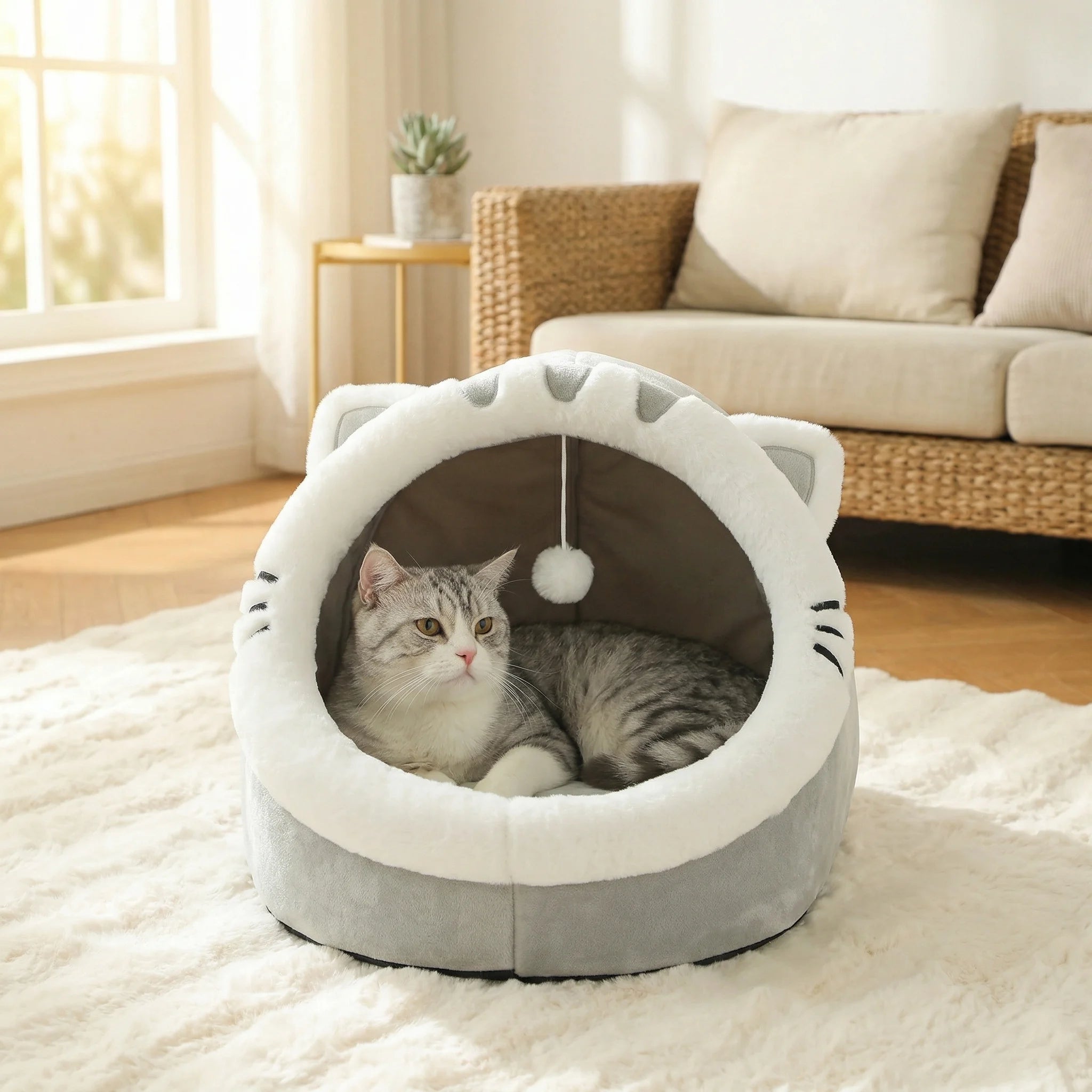 Casinha de gato fofa e macia