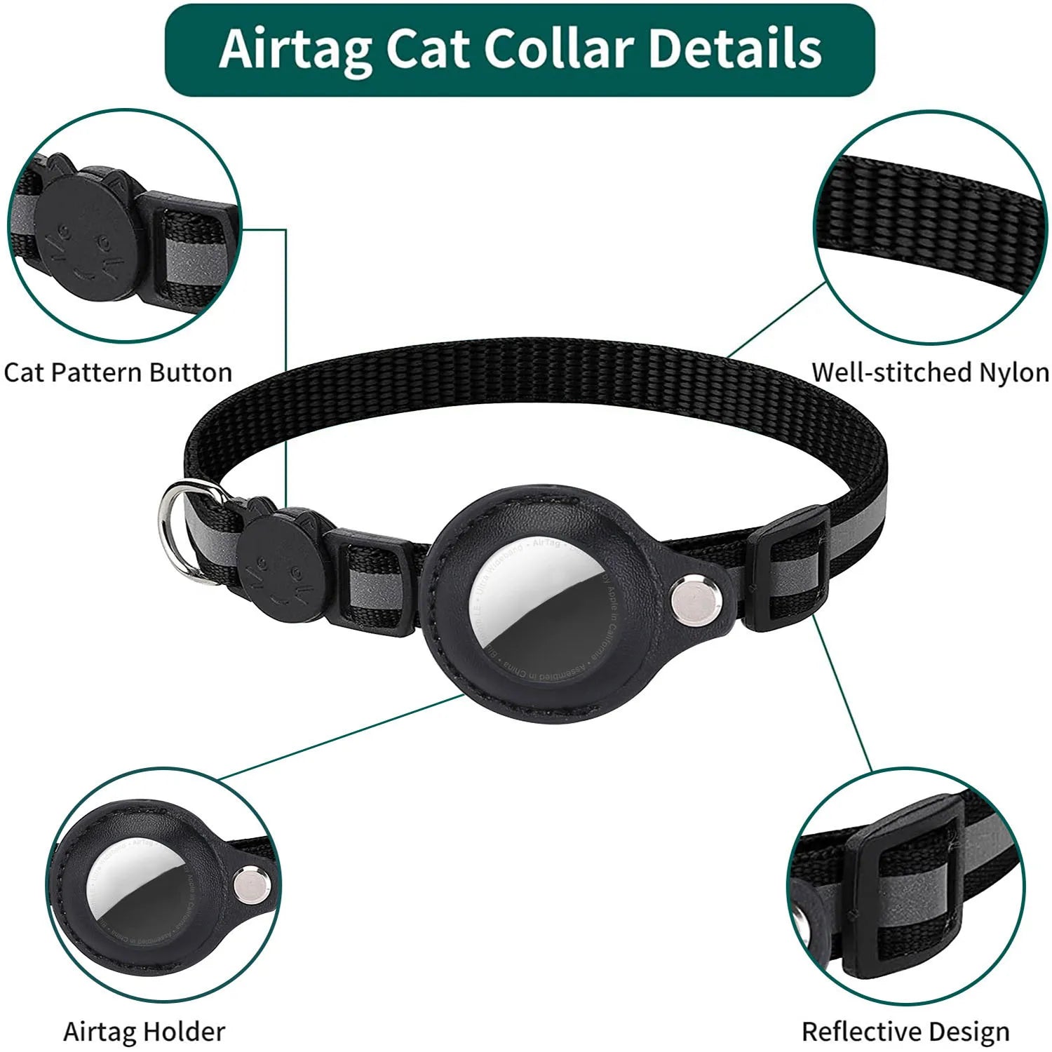 Coleira para gatos com suporte para AirTag