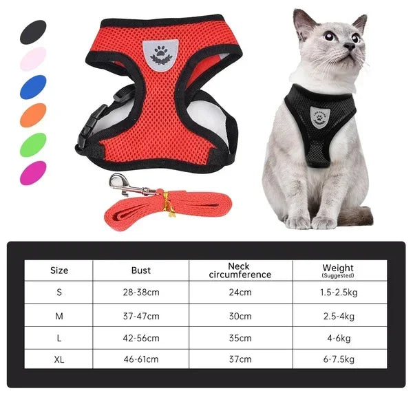 Arnês para cachorros, coleira para cães e gatos